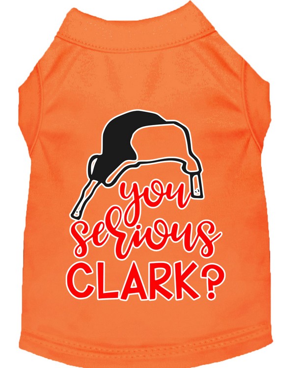 You Serious Clark? Screen Print Dog Shirt Orange XL